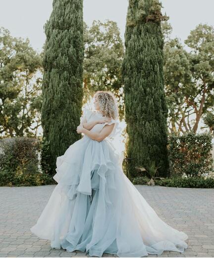 Light Blue Organza Wedding Skirt  Bridal Skirt