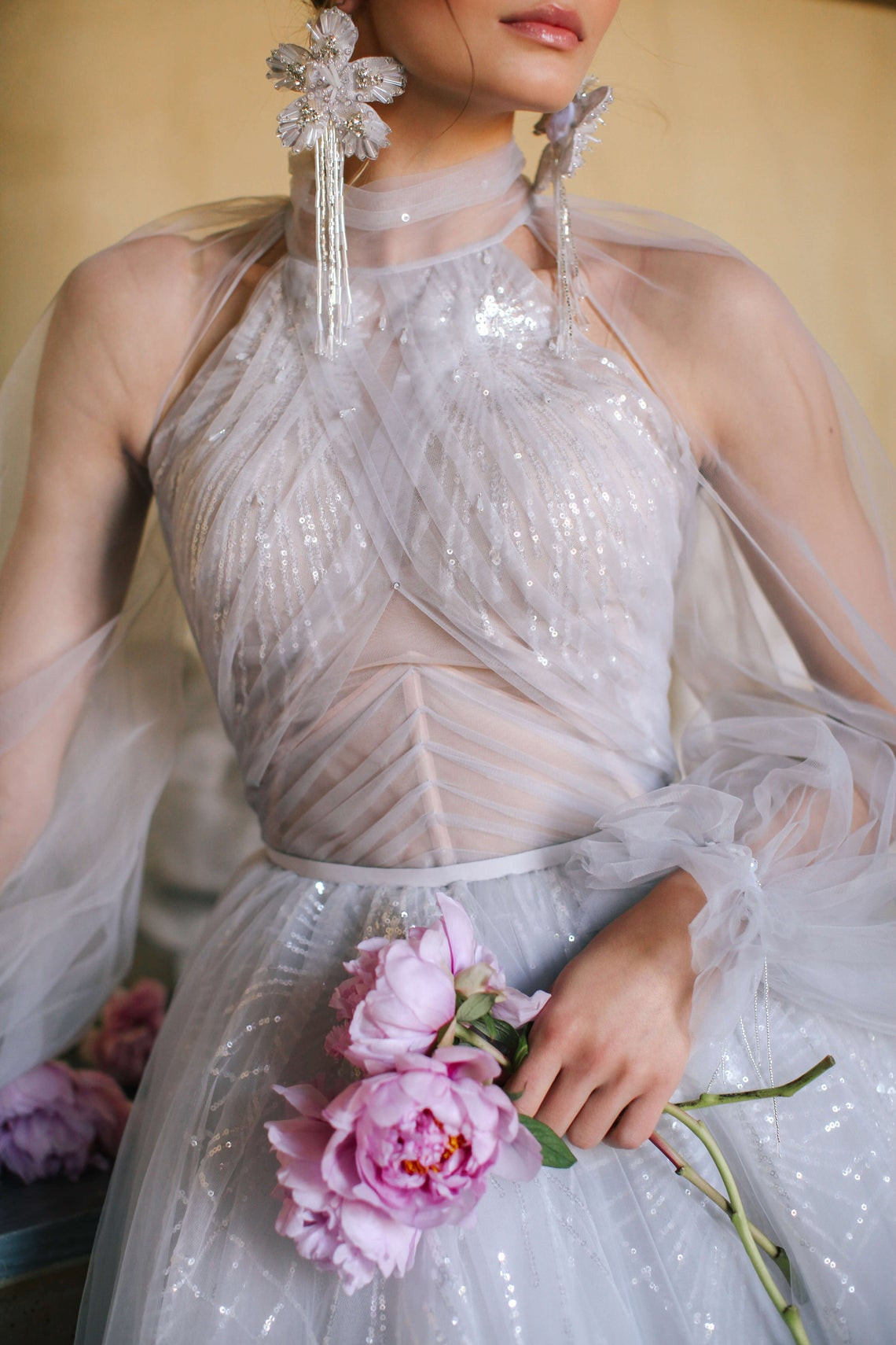 Long Sleeve Sparkle Sequin Bridal Gown