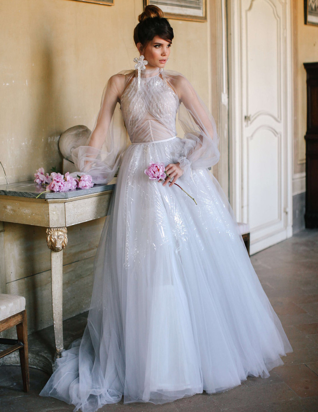 Long Sleeve Sparkle Sequin Bridal Gown
