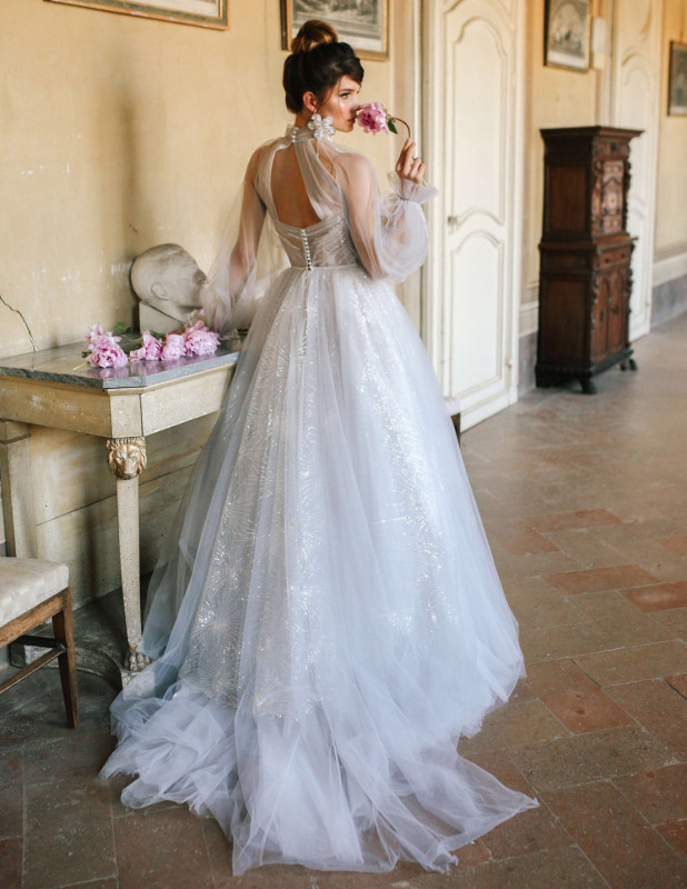 Long Sleeve Sparkle Sequin Bridal Gown