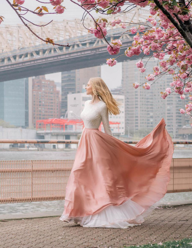 Peach Chiffon Tulle Full Skirt