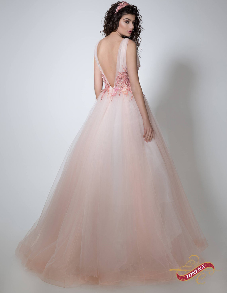 V Neck Floral Sexy Prom Dress