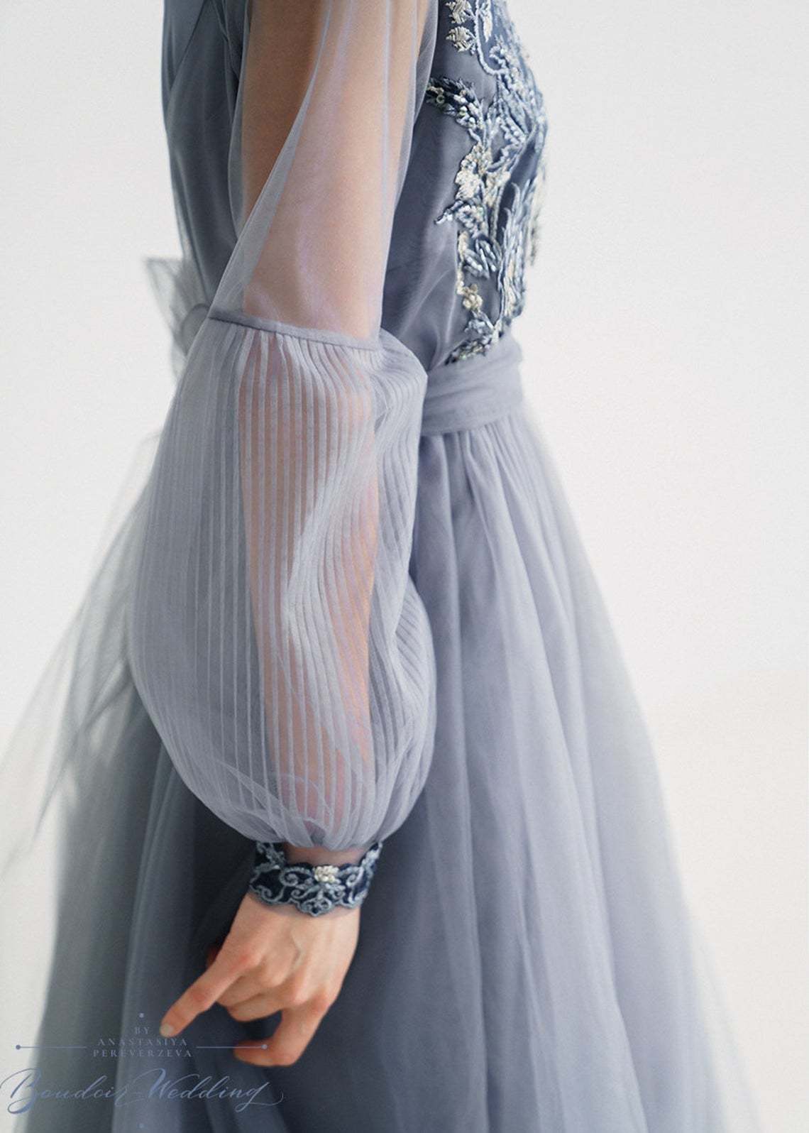 Blue Grey Tulle  Sexy Prom Dress Special Occasion Dress