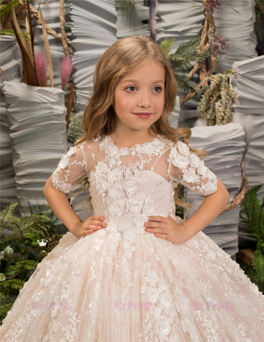 Ivory and blush flower girl outlet dresses