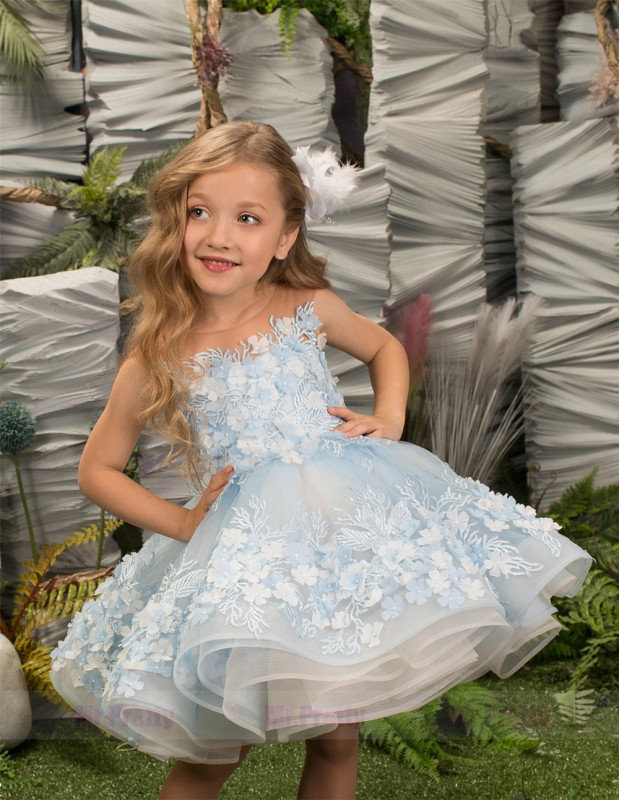 Short Luxury Little Girls Pageant Dress Flower Girl Dress