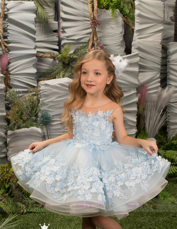 Short Luxury Little Girls Pageant Dress Flower Girl Dress