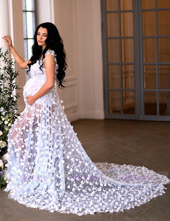 Ivory Lace  Maternity Dress Sexy Prom Dress Pregnant Dress