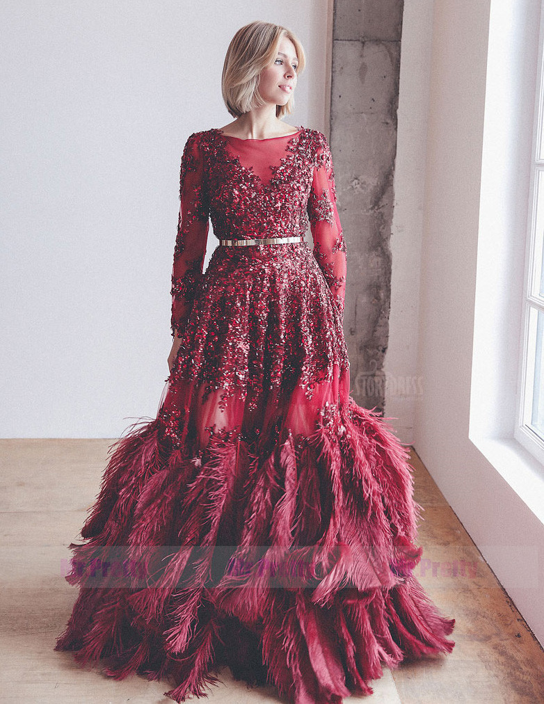 Burgundy Beaded Mermaid  Sexy Prom Dress Special Occasion Dress