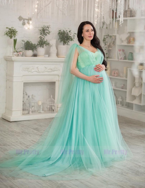 Mint Tulle Sexy Prom Dress Pregnant Dress