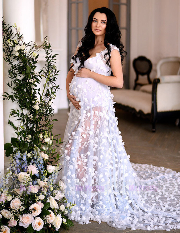 Ivory Lace  Maternity Dress Sexy Prom Dress Pregnant Dress