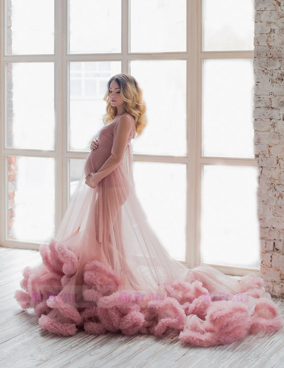 Mauve Tulle  Sexy Prom Dress Pregnant Dress