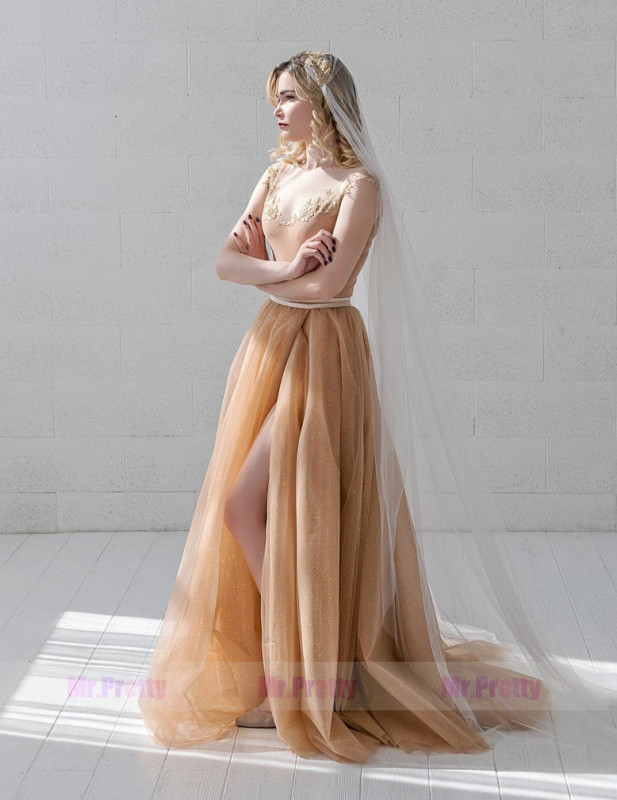 Sparkle Tulle Wedding Skirt 2 Pieces Party Dress