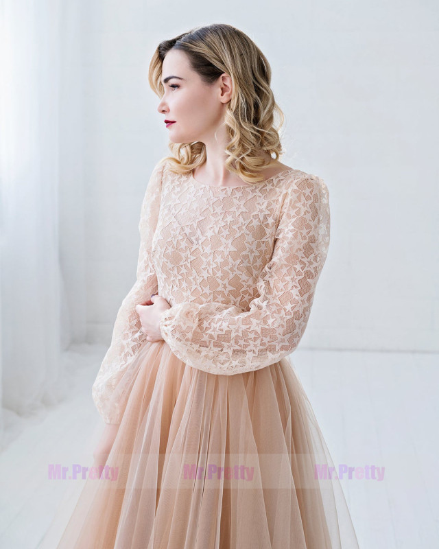 Dusty CoralTulle Wedding Skirt 2 Pieces Party Dress