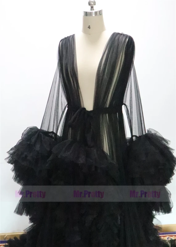 Black Open Front  Maternity Dress Sexy  Pregnant Photo Shooting Dress
