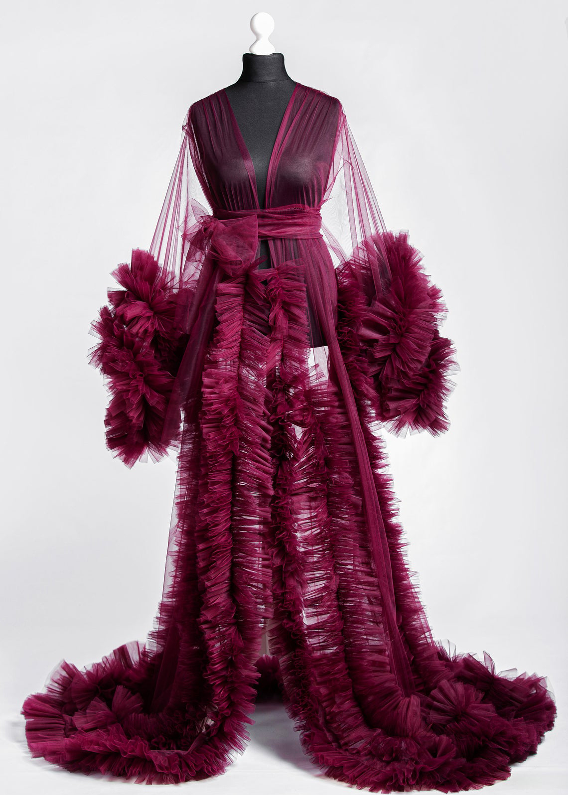 Dark Red Open Front  Maternity Dress Sexy Photo Shoot Dress