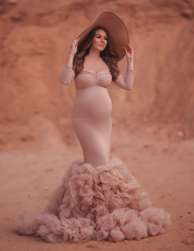 Mauve Lace Up Back  Maternity Dress Sexy  Pregnant Photo Shoot Dress
