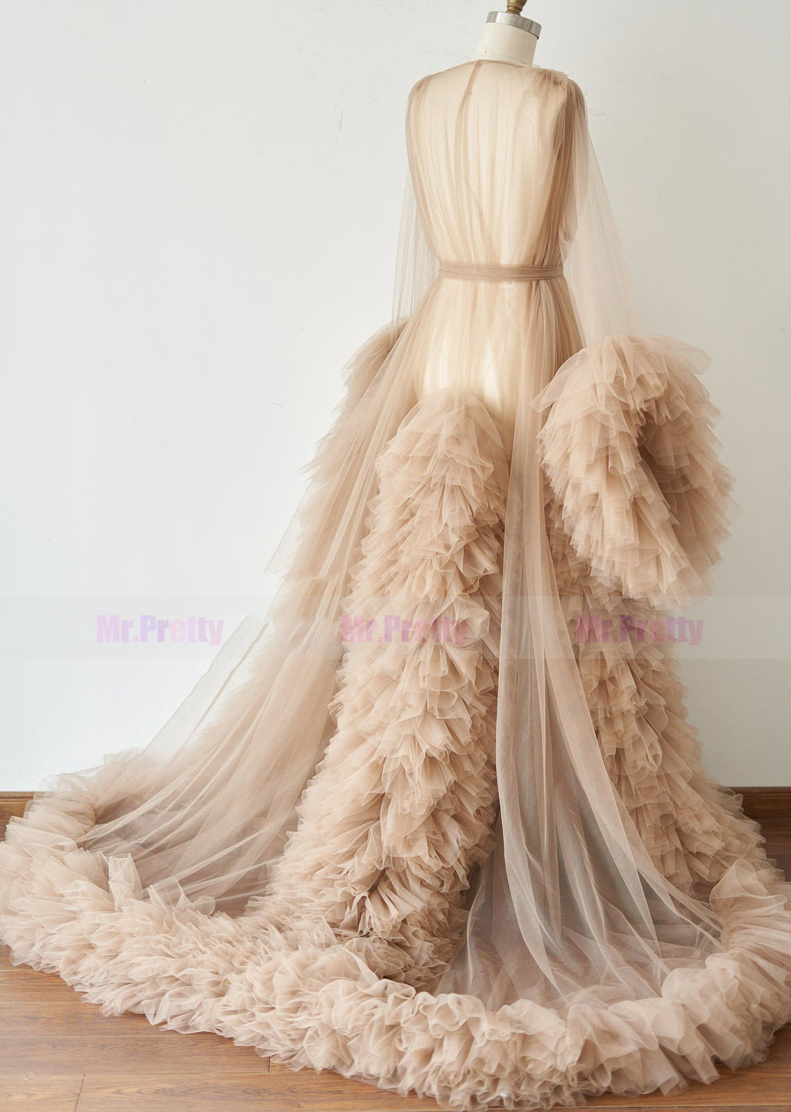 Mauve Open Front  Maternity Dress Photo Shooting Dress