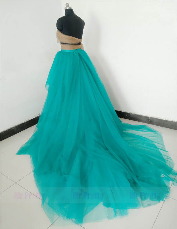 Teal Long Train Skirt Bridal Skirt