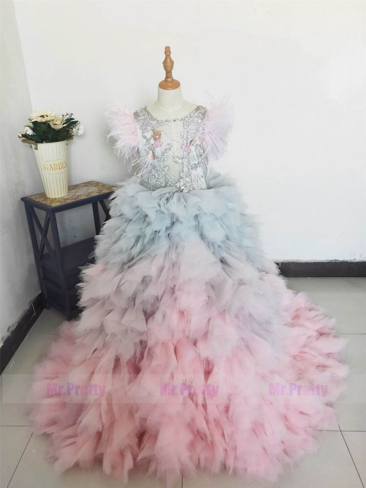 Luxury Colorful Little Girls Pageant Dress Flower Girl Dress