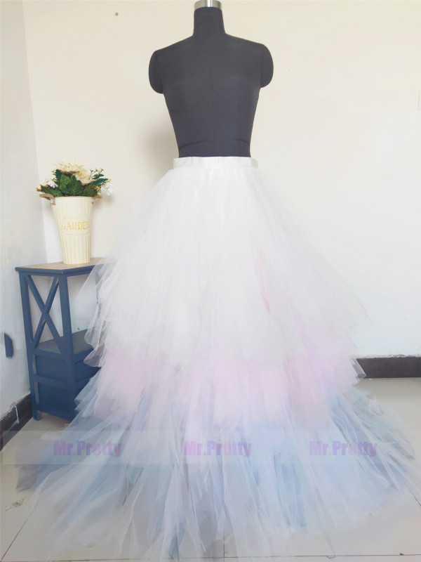 Colorful Tulle  Short Train Skirt Bridal Skirt
