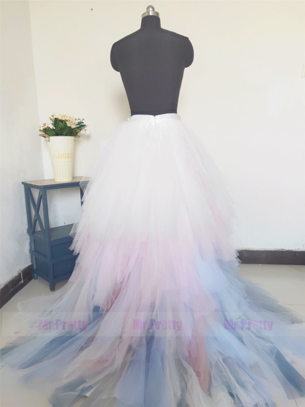 Colorful Tulle  Short Train Skirt Bridal Skirt