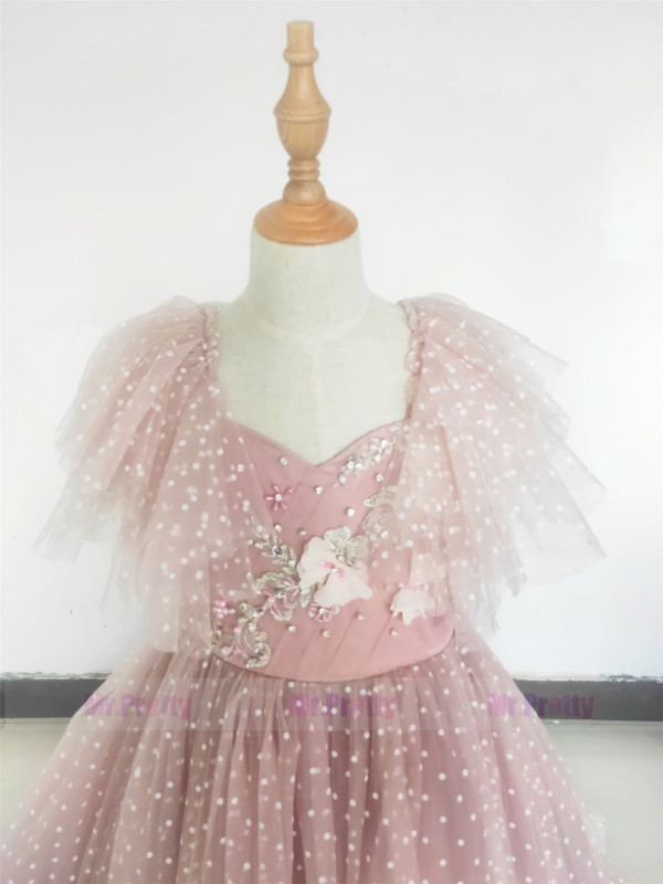 Mauve Tiffany Luxury Little Girls Pageant Dress Flower Girl Dress