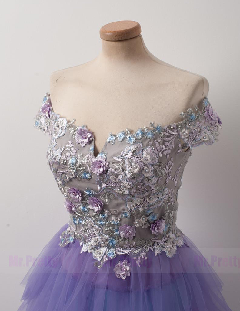 Colorful Tulle  Short Train Skirt Bridal Skirt 2 Pieces Floral Dress Prom Dress