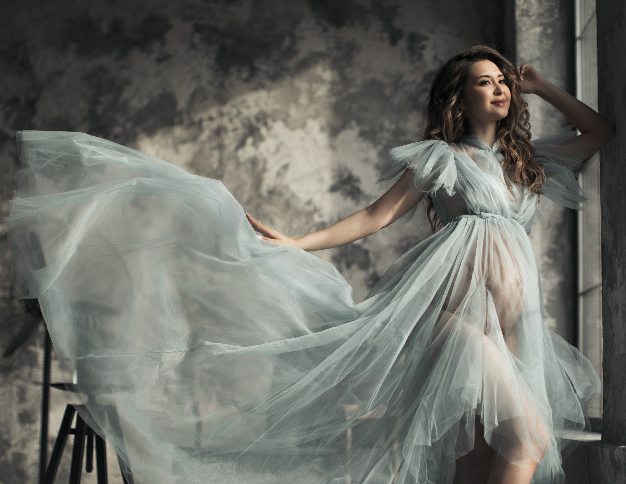 Mint Tulle Lace Sexy Maternity Dress Photo Shot Dresses
