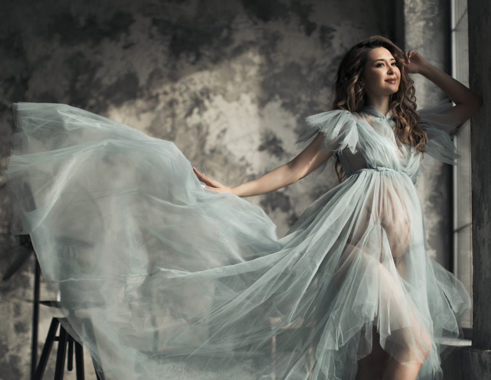 Mint Tulle Lace Sexy Maternity Dress Photo Shot Dresses