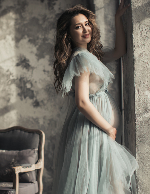 Mint Tulle Lace Sexy Maternity Dress Photo Shot Dresses