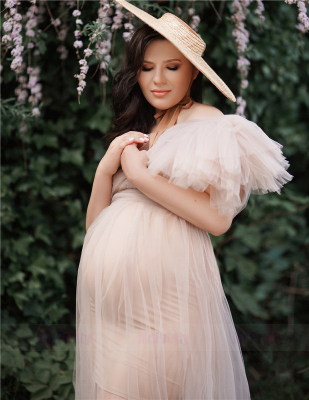 Ivory Tulle Sexy Maternity Dress Photo Shot Dresses