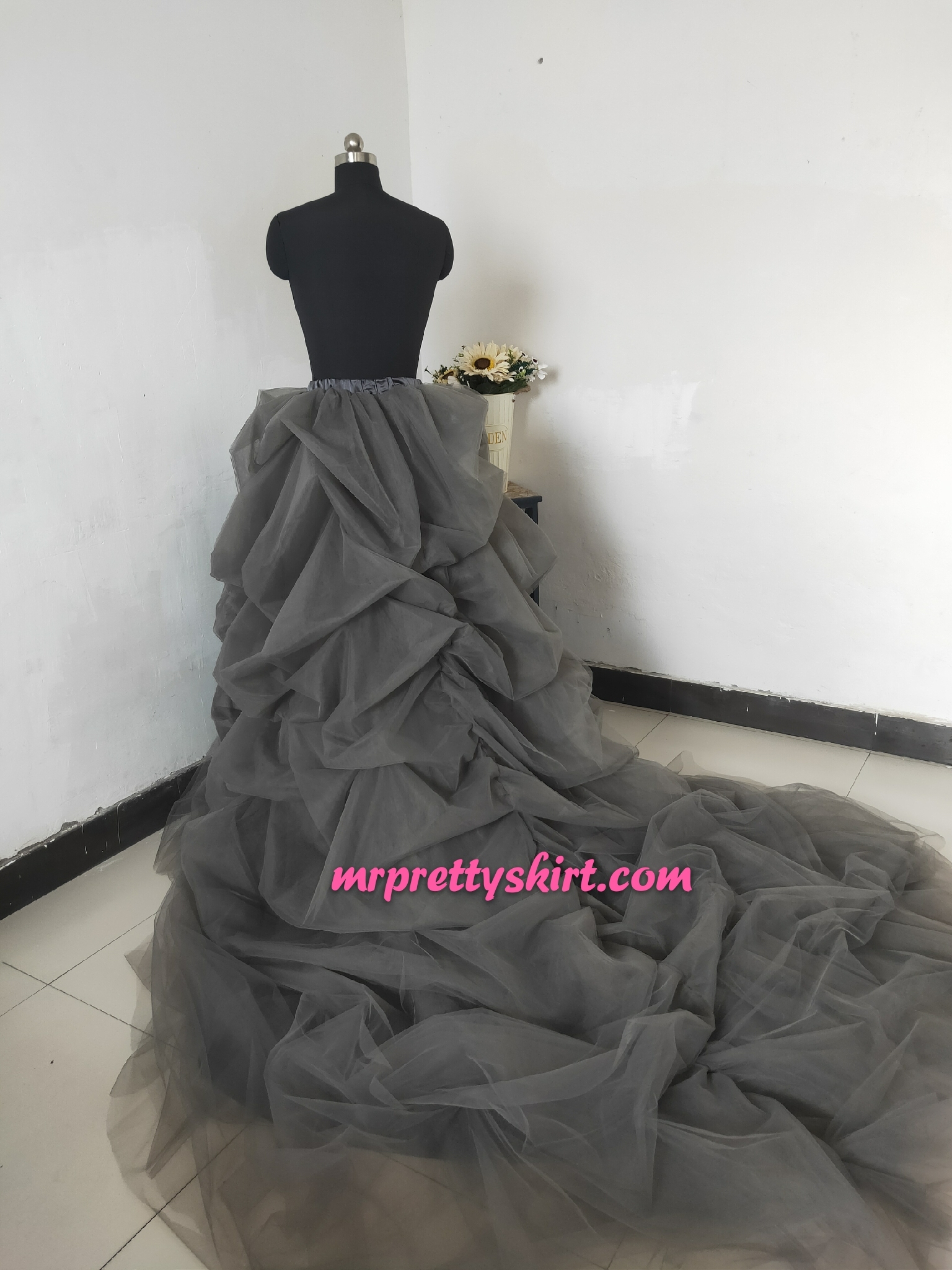Mauve Long Train Bridal Skirt Wedding Party Skirt