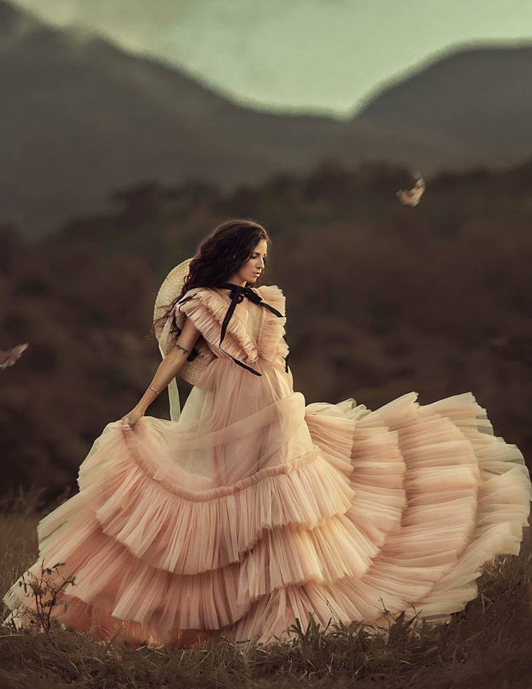 Champagne Tulle Sexy Maternity Dress Photo Shot Dresses