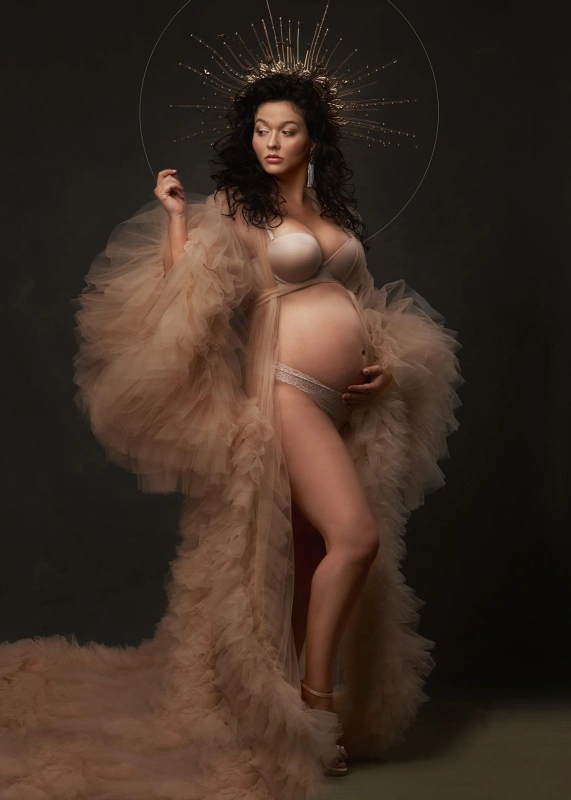 Black Open Front  Maternity Dress Sexy  Pregnant Photo Shooting Dress
