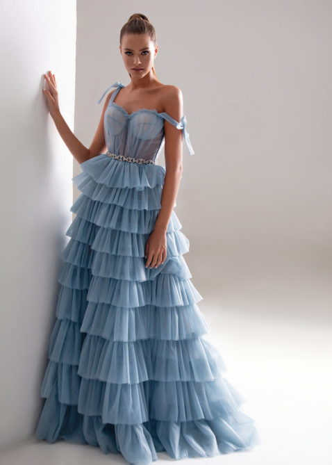 Blue Grey  Wedding Skirt Special Occasion Dress