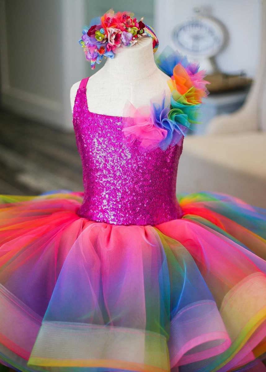 Rainbow flower girl dress online