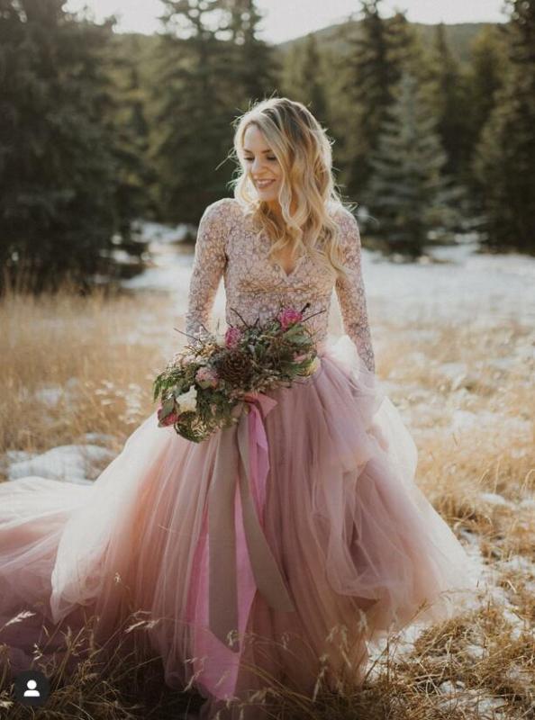 mauve Wedding Skirt  2 Pieces Bridal Dress