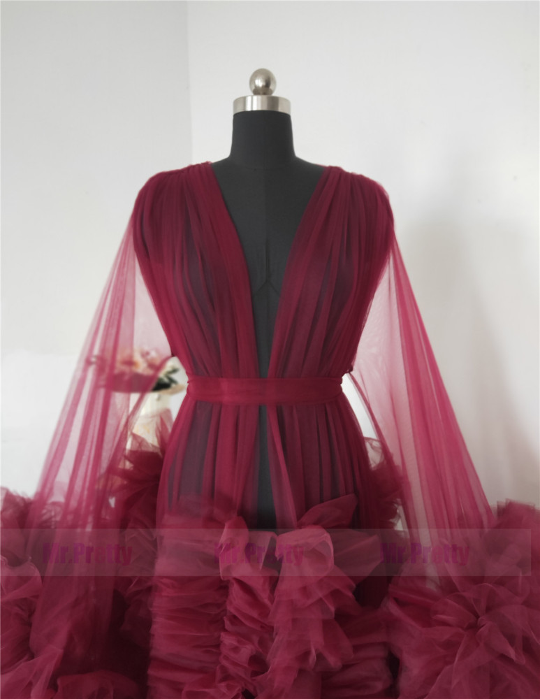 Burgundy Maternity Dress Sexy  Pregnant Photo Shooting Dress