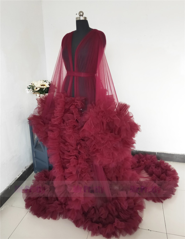 Burgundy Maternity Dress Sexy  Pregnant Photo Shooting Dress