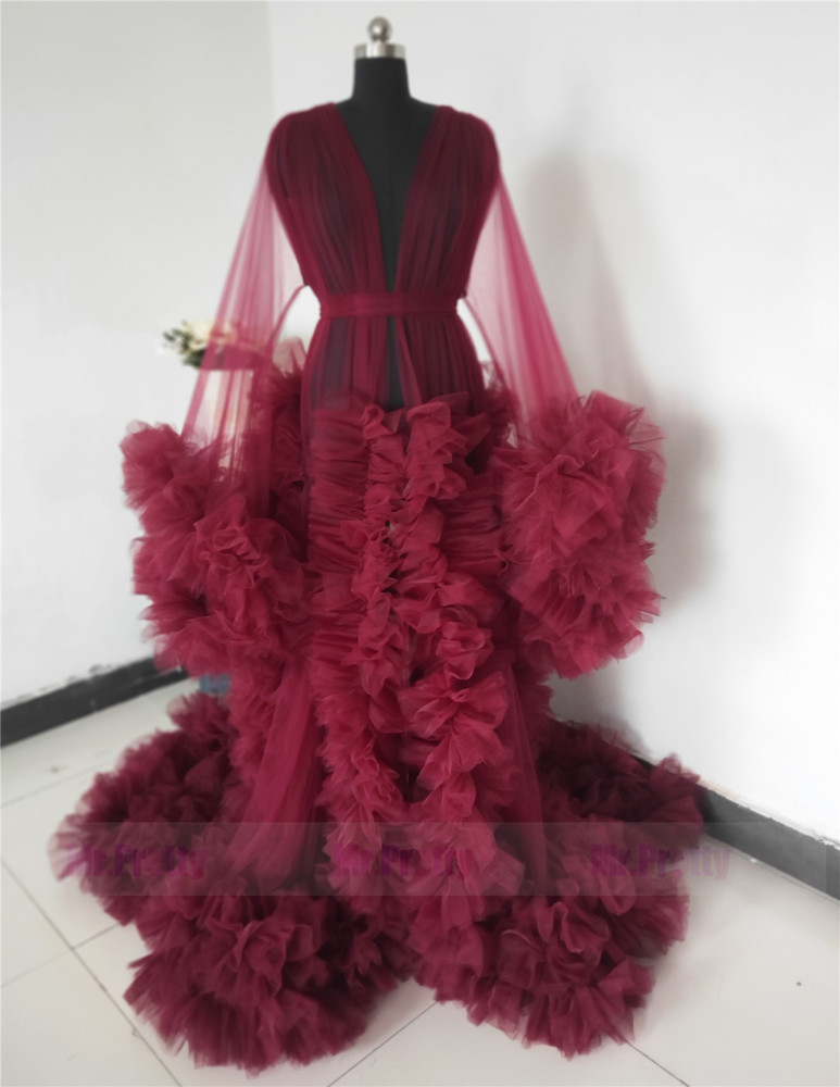 Burgundy Maternity Dress Sexy  Pregnant Photo Shooting Dress