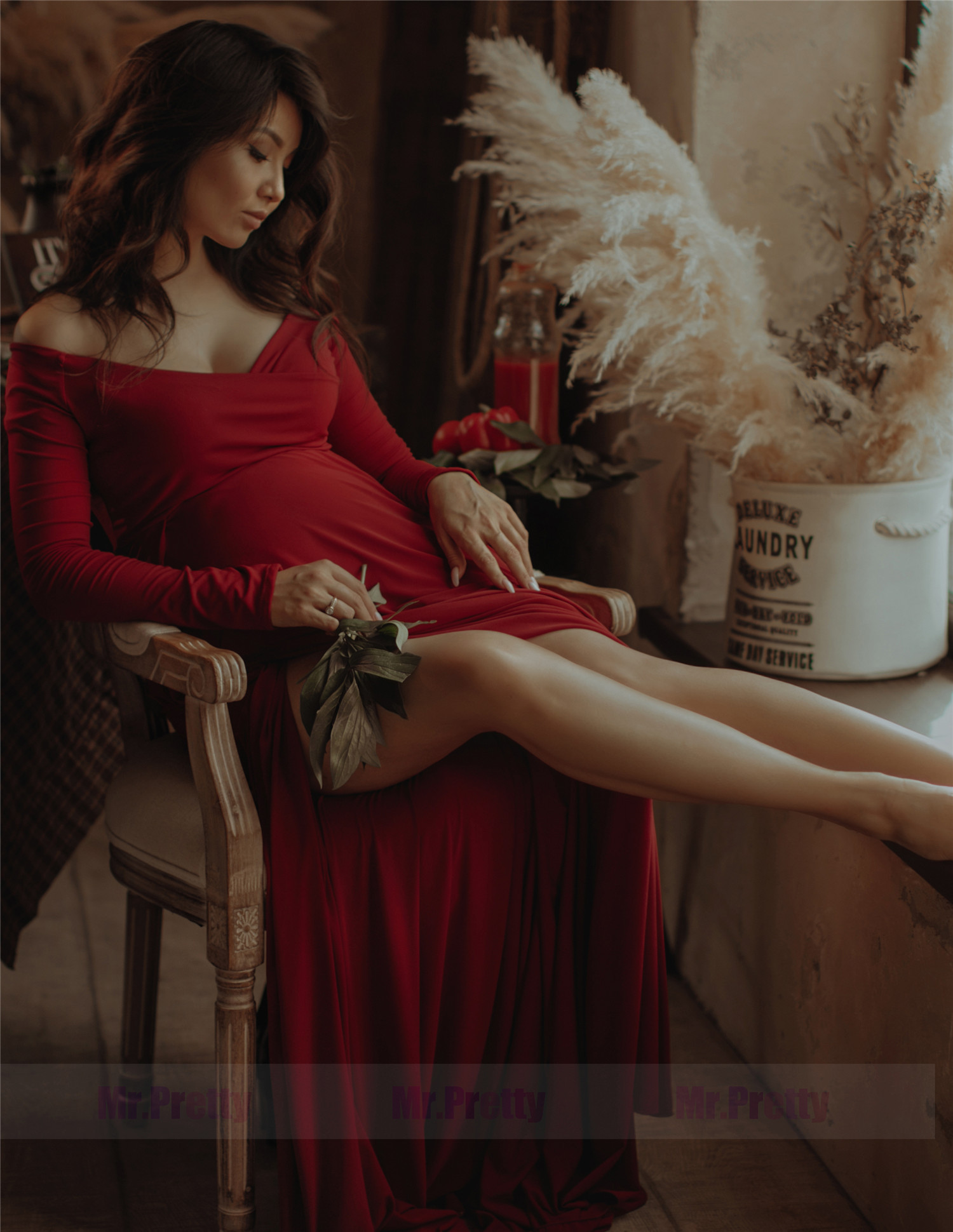 Burgundy Jersey Maternity Dress Photoshots Dress