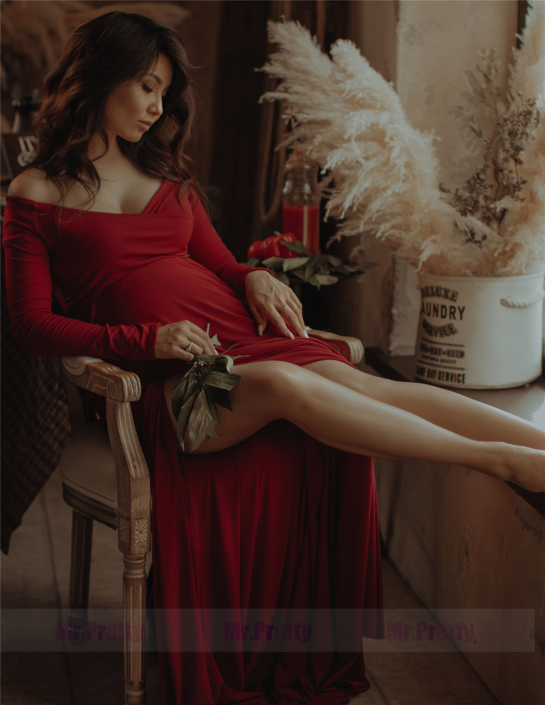 Burgundy Jersey Maternity Dress Photoshots Dress