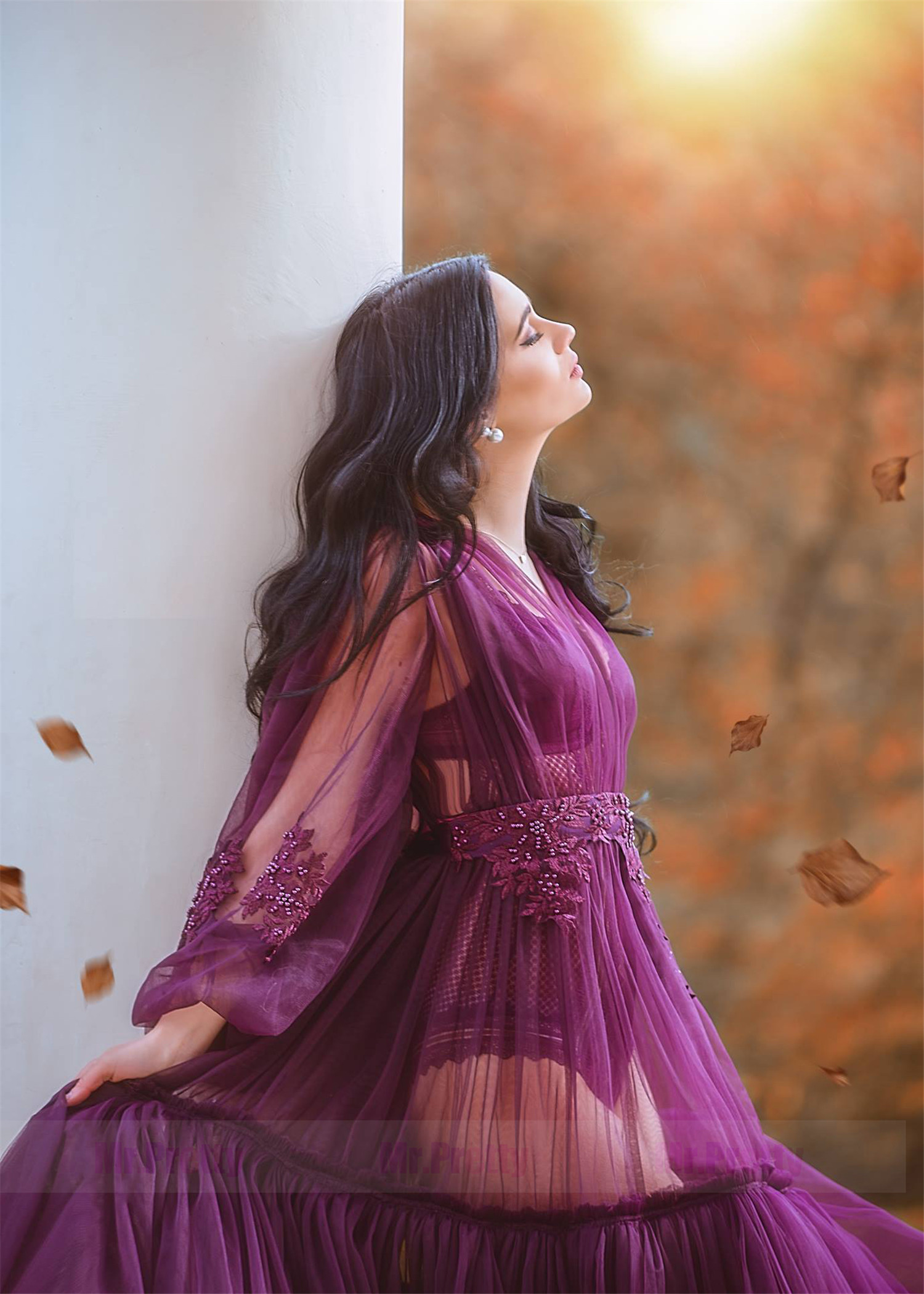 Purple Lace Maternity Dress Photoshots Dress