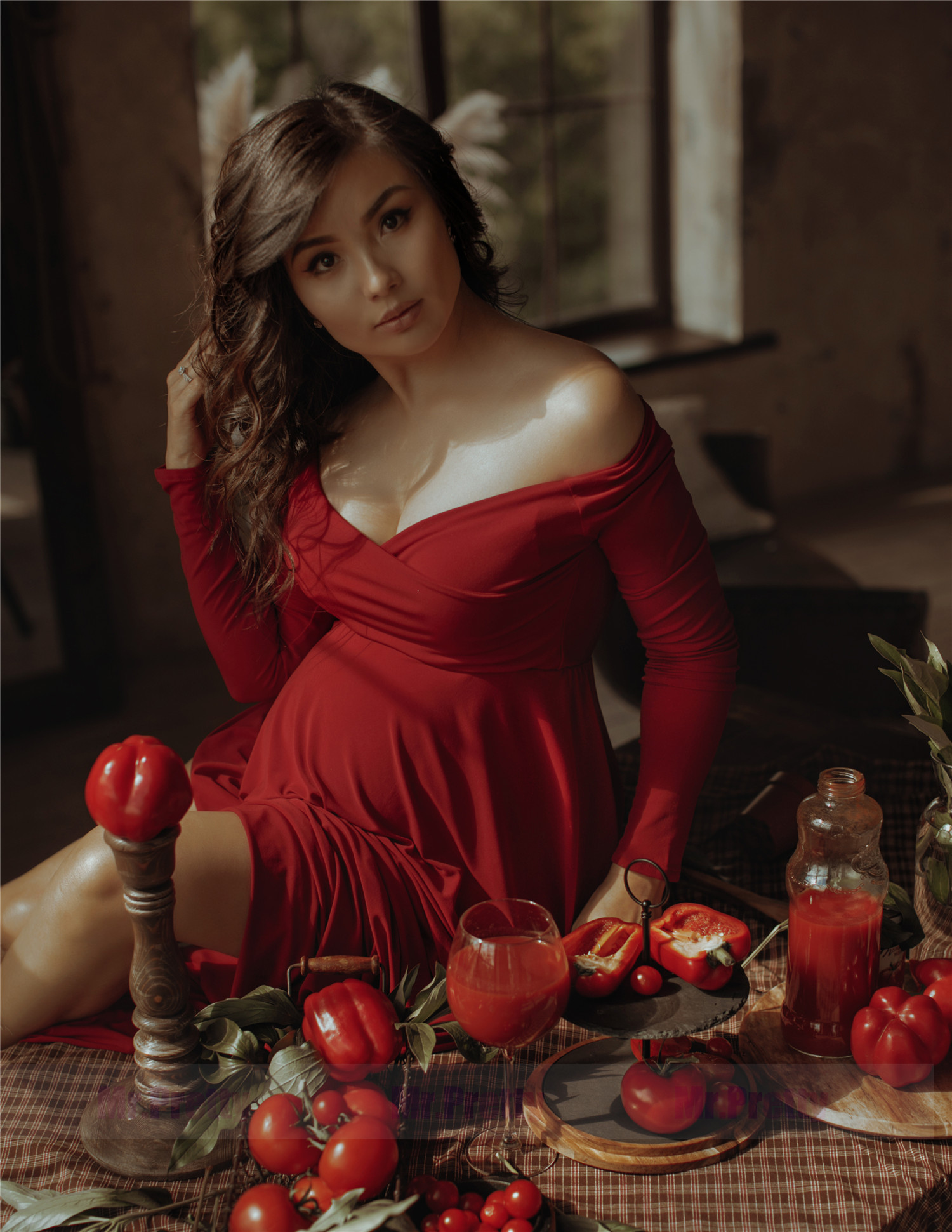 Burgundy Jersey Maternity Dress Photoshots Dress