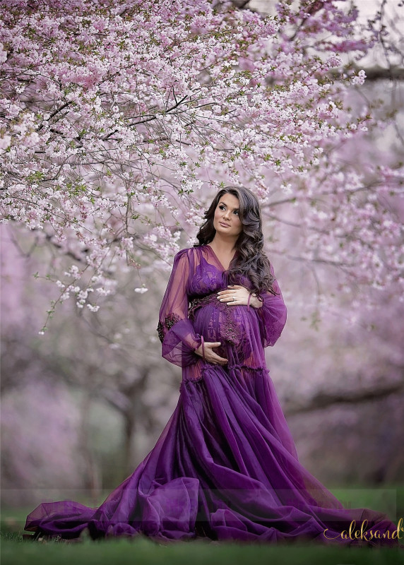 Purple Lace Maternity Dress Photoshots Dress