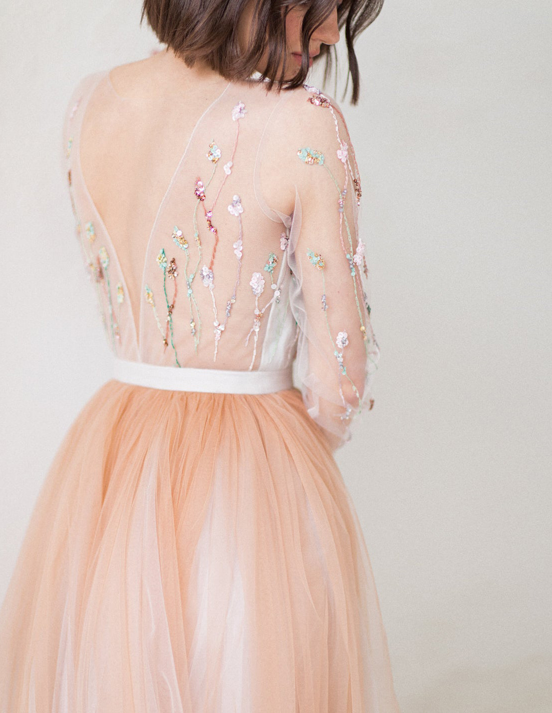 Dark Champagne Wedding Skirt  2 Pieces Bridal Dress