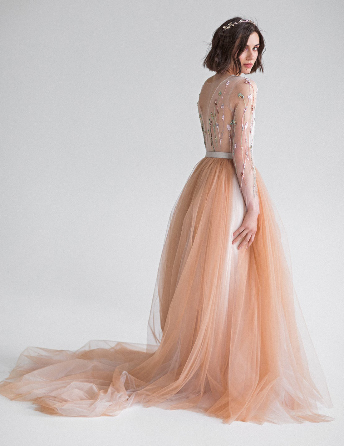 Dark Champagne Wedding Skirt  2 Pieces Bridal Dress
