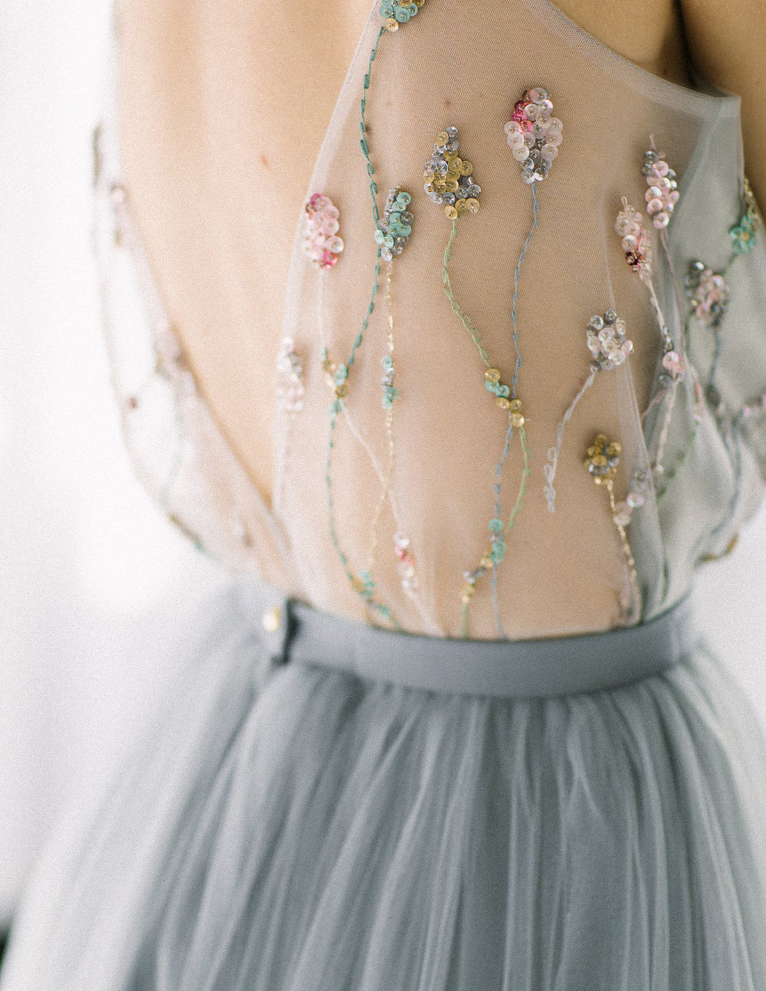 Dusty Green Wedding Skirt  2 Pieces Bridal Dress