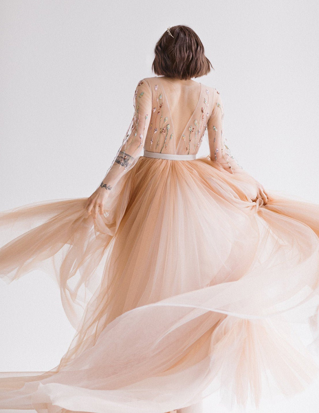 Dark Champagne Wedding Skirt  2 Pieces Bridal Dress