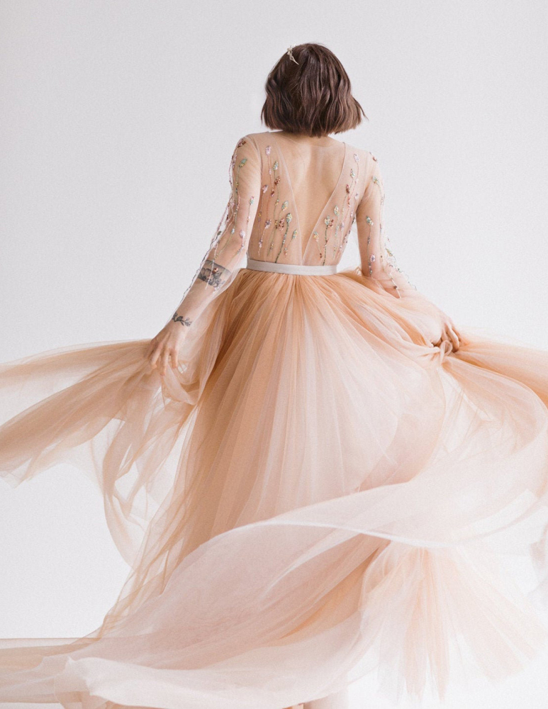 Dark Champagne Wedding Skirt  2 Pieces Bridal Dress